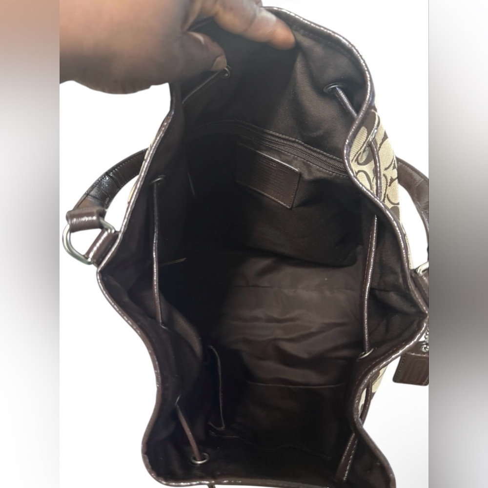 Coach Signature Stripe Drawstring Shoulder Bag - Picture 4 of 8